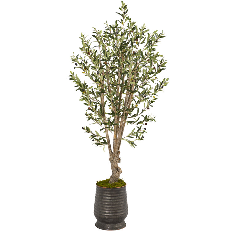 Nearly Natural Faux Olive Tree Tree in Metal Planter & Reviews Perigold